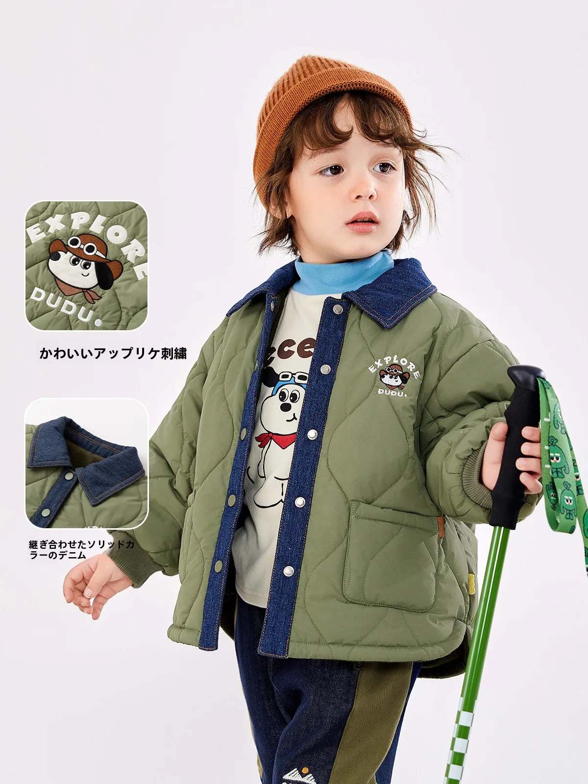 キッズ パーカー おすすめモデル：嘟嘟家 デニムデザイン コットンアウター
