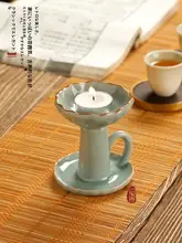 キャンドルホルダー 手持ち用 家庭用 ヨーロッパ風 ビンテージ セラミック ひび割れ 高級感
