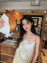 気品ある吊りストラップワンピース【新中式・水墨風プリント・中長丈】