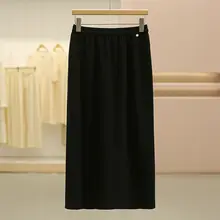 ハイウエストの膝下スカート【Aライン・ドレープデザイン・女性用】