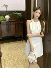 高腰ドレス【スパンコール装飾・ノースリーブ・リゾートスタイル・オフショルダー】