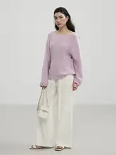 落肩デザインのリブ編みニットトップス【ゆったりシルエット・オフショルダー】