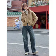 レディース 高腰デニムパンツ【ストレート・スリムフィット・加絨・ルーズ】