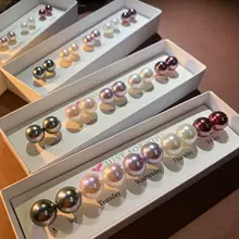 優雅な雰囲気のガラスパールピアス【フレンチスタイル・一週間用ギフトボックス入り】（セットアップ対応）