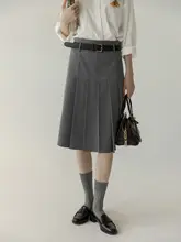 中腰でリバーシブルのプリーツスカート【レトロ学院風・Aライン・中長丈・夏秋用】（セットアップ対応）