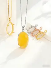 925純銀製の空トリプルペンダント【18Kゴールドコーティング・蜜蜡用】（セットアップ対応）