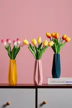 高級感あふれるチューリップの造花と花瓶セット【インテリア装飾・リビング用】