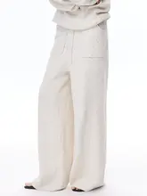 Loala office オリジナルデザインのフィットドット柄ニットセットアップパンツ【ラウンドネック・カジュアル】