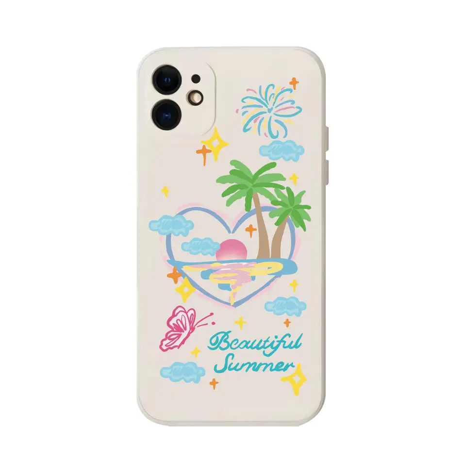 リゾート気分を楽しむ！ヤシの木デザインの液体シリコン製スマートフォンケース【iPhone・Android対応】