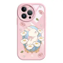iPhone 14用 透明ウサギデザインシリコンケース【全包カバー・防振・可愛い女性向け】