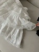 バレエ風の高腰白色スカート【夏用・フリル・Aライン】