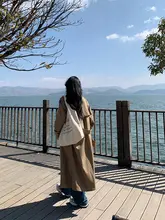 鹿月欣 カジュアルなカキコート【女性用・ミディアム丈・秋冬用・ゆったりデザイン】