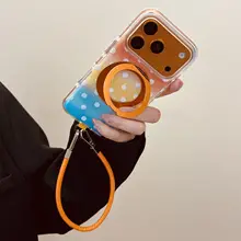 カラフルドットデザインの回転式スマホスタンド【iPhone用・高級感シリーズ・夏向け】