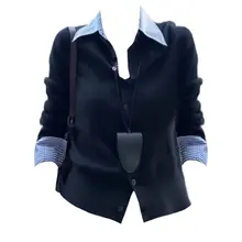 POLOカラーのペア風デザインTシャツ【スリムフィット・大きいサイズ対応】（セットアップ対応）