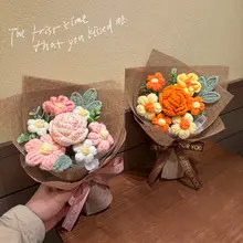 手編みニットフラワーブーケ【ギフト・リアルな造花・保存用花束・贈り物用ボックス】