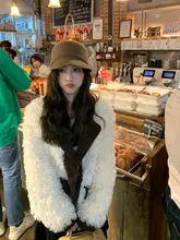 環境に優しいラムウールの色分けキルティングジャケット【女性用・冬用・毛並みデザイン】