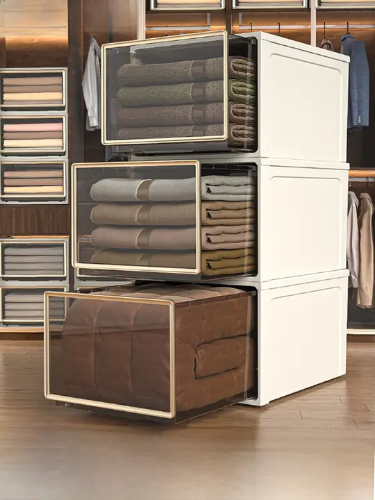 透明プラスチック収納ボックス【引き出し式・衣類整理用・家庭用】