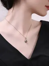 深い黒色のタヒチ産黒真珠ペンダントネックレス【S925シルバー・存在感のあるデザイン】