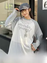透け感のある防晒シャツ【長袖・レディース・カラー切替デザイン】