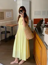 優雅なリゾート風プリーツノースリーブワンピース【Aライン・夏用・韓国風】
