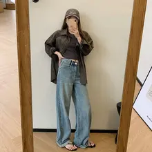 清涼感あふれる水洗い天絲コットンデニムパンツ【ストレート・ワイドレッグ・女性用】