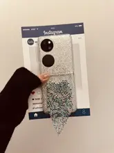 ファッションデザインの折りたたみ式スマートフォンケース【ハートタッセル・シルバーラメ・グラデーション】