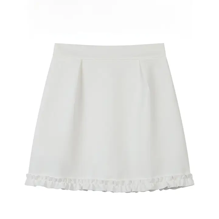 ウィメンズ 春季用 レトロデザインフリル付きAラインスカート【スタイリッシュ・タイトフィット】