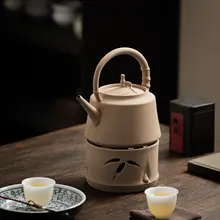 家庭用陶器製温茶炉【キャンドル加熱・中式デザイン・大容量】