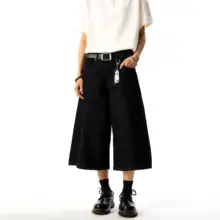 アメリカンヴィンテージ風 深い青の7分丈パンツ【ストレートシルエット・フィット・デニム】