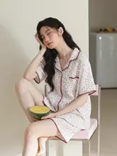 子供用 コットンガーゼ製 半袖パジャマ【通気性のある小花柄・ショートパンツ・夏用】（セットアップ対応）