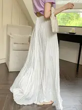 肌理感の白いハイウエストAラインスカート【夏用・ストレッチ・ひざ下丈・大きなフレア】（セットアップ対応）