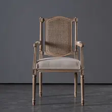 北欧風レトロファブリックダイニングチェア【オーク材・ハンドル付き・アメリカンスタイル】