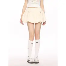 シンプルなスポーツスタイルの抽绳バルーンスカート【バレエ風・体型カバー・Aライン】
