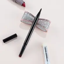 携帯用ダブルヘッドリップブラシ【キャップ付き・カラーコントロール・化粧用】