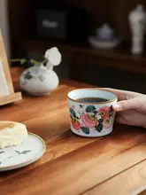 手作り陶器のコーヒーカップ【高級感あるラテアート・手描き・贈り物に最適】