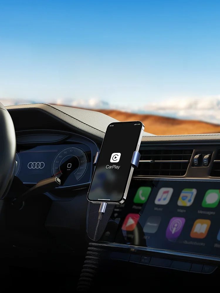 リボンデザインのダブルType-Cデータケーブル：CarPlay対応で快適な車内接続を実現