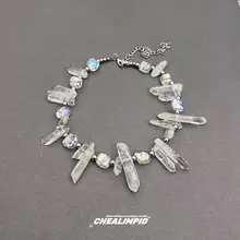 CHEALIMPID 氷柱デザインの天然石クリスタルネックレス【ユニセックス・個性的なデザイン】