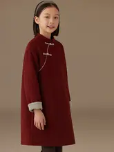 新中式デザインの秋冬用女児外套【赤色・国風・旗袍風・フォーマル】