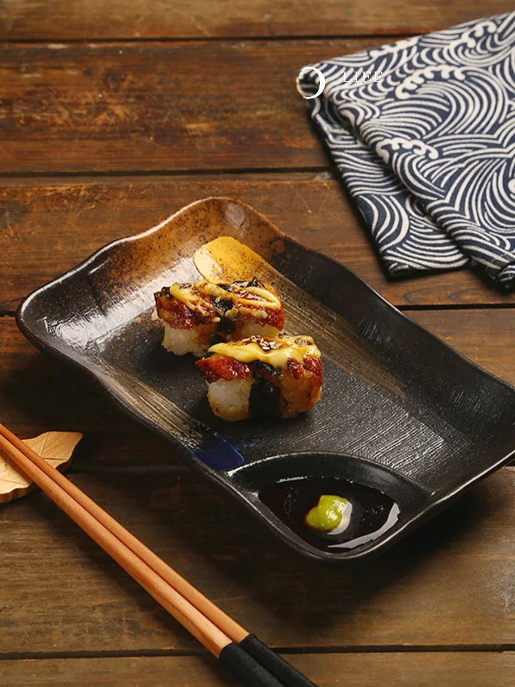陶器製仕切り皿【醋皿付き・小皿・料理用】：和食の盛り付けに最適な長方形小鉢の使い方と特性