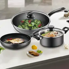 家庭用 不粘鍋 炒め鍋＆フライパン【万能調理器具・包丁・フライ返し・お玉付き】（セットアップ対応）