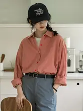 春季の新作！チェック柄ポロカラーシャツ【レディース・ルーズフィット・長袖・カジュアル】