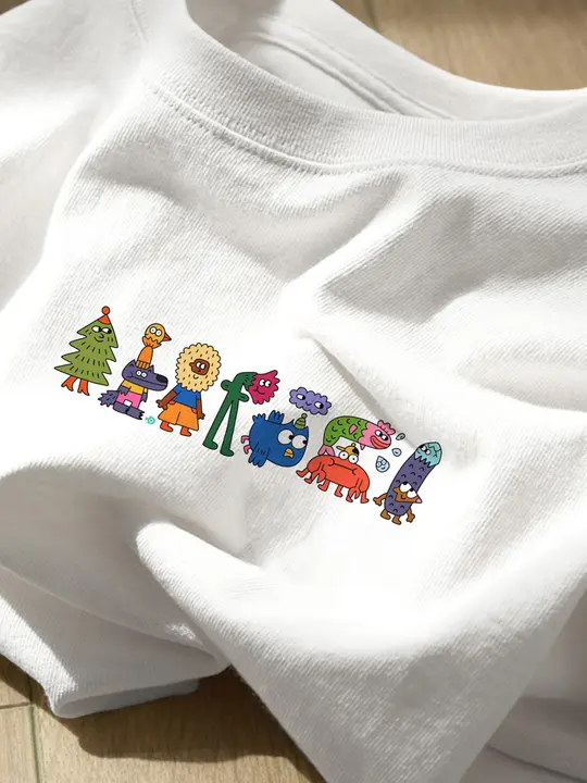 ユニークなプリントデザインの半袖Tシャツ【カジュアル・ルーズフィット・カップル向け】