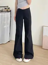 リラクシングブレンドのブラックフレアパンツ【足長効果・低ウエスト・カジュアル】（セットアップ対応）