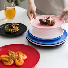 セラミックプレート ステーキ皿 家庭用 円形 黒色 創造的 サンドブラスト 北欧スタイル 洋食