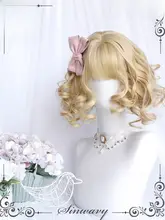 可愛らしい浅金色のロリータ風ショートカールウィッグ【DOLLデザイン・女性用】
