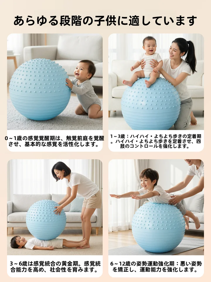子供用感覚統合トレーニング用大きなバランスボール【防爆・ヨガボール・早期教育用】