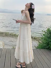 レース刺繍キャミソールワンピース【夏用・美しいデザイン・ロング丈】