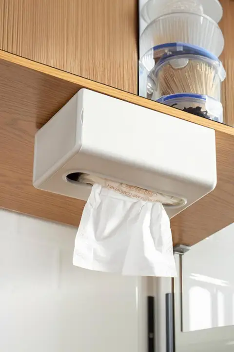 壁掛けペーパータオルホルダー【穴あけ不要・トイレ用・創意デザイン】