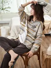 春秋用コットン長袖パジャマ【カートゥーンデザイン・可愛い・外出可】（セットアップ対応）