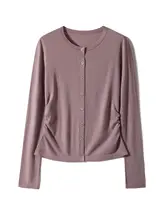 小蛮腰デザインのウールニットトップス【フリル加工・ウエストシェイプ・レディース】